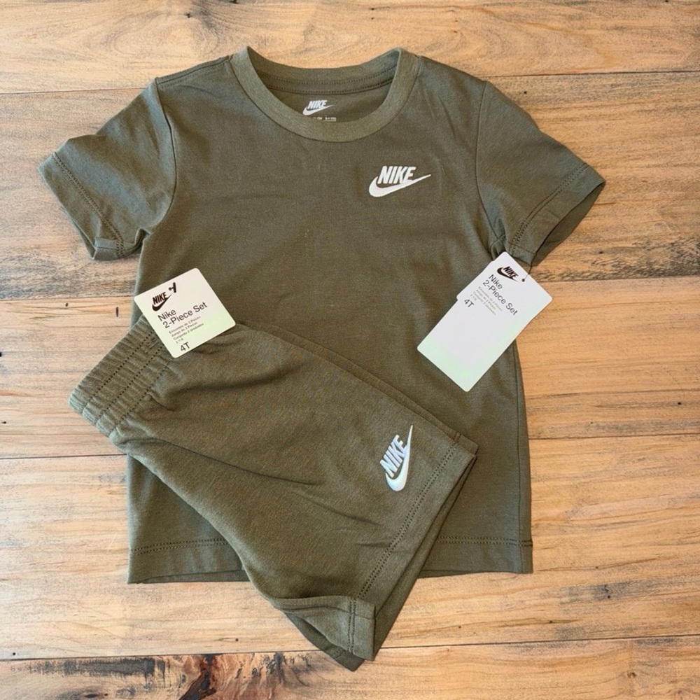 Nike Olive Green Kids T-Shirt and Shorts Set